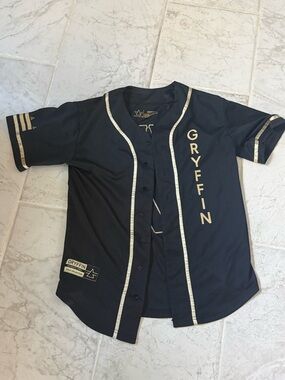 Gryffin Black Baseball Jersey with Gold Trim